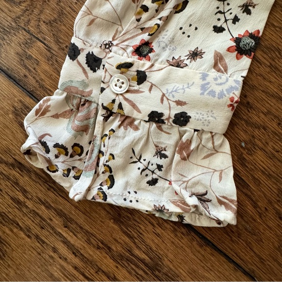 Frame Ruffle Cuff Off-White Multi Floral Silk ‘70s shirt S/P - Picture 5 of 10